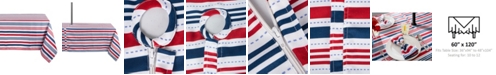 Design Imports Patriotic Stripe Outdoor Tablecloth with Zipper 60" x 120"